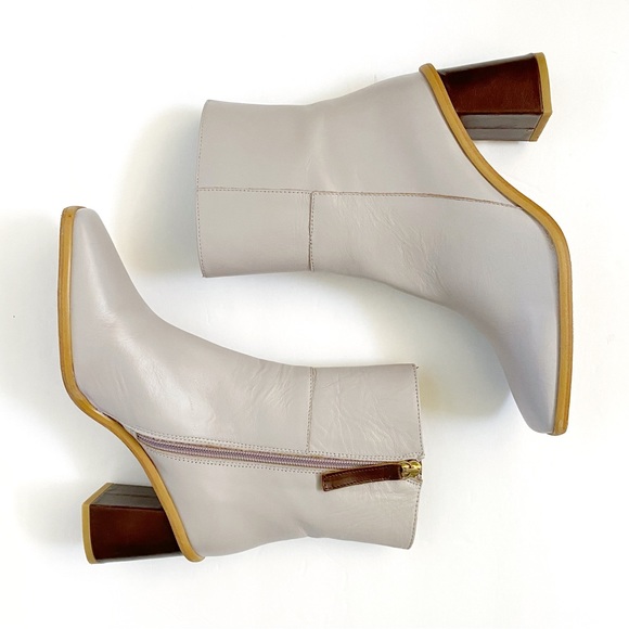 ALOHAS light purple brown leather west vintage chunky block heel ankle boots - Picture 6 of 14